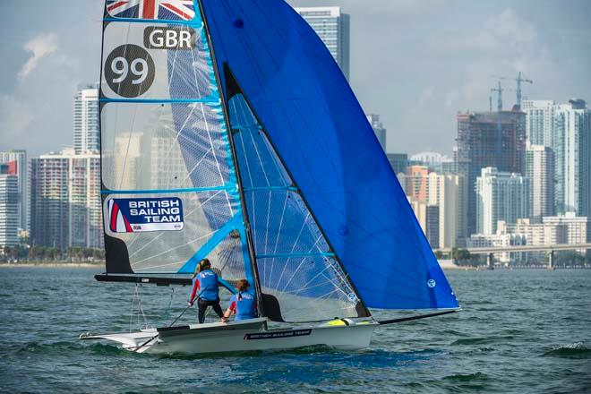 Kate Macgregor and Katrina Best - ISAF Sailing World Cup Miami 2014 - day 5 © Walter Cooper /US Sailing http://ussailing.org/